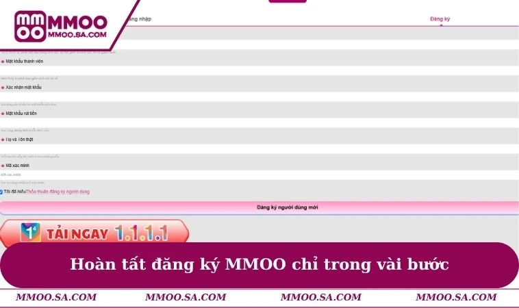 Hoàn tất đăng ký MMOO chỉ trong vài bước